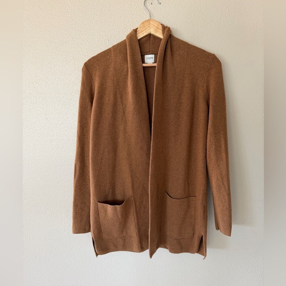 J. Crew Chelsea Sweater Blazer Hybrid Camel Brown Open-Front Cardigan Size XS - Picture 7 of 8